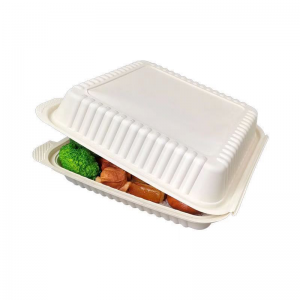 Eco-composteerbare schelp neemt voedselcontainers weg, wegwerp biologisch afbreekbare suikerriet bagasse lunchdoos voor kinderen